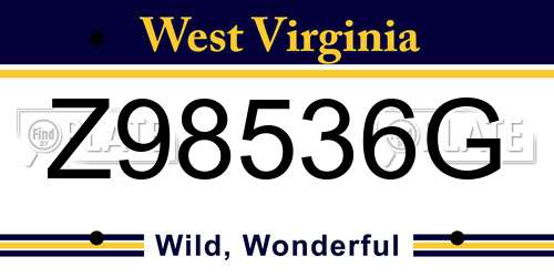 Z98536G West Virginia License Plate