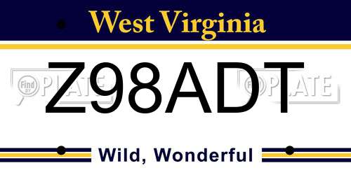 Z98ADT West Virginia License Plate