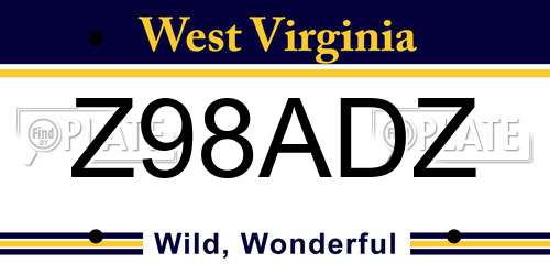 Z98ADZ West Virginia License Plate