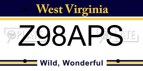 Z98APS West Virginia License Plate