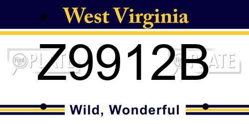 Z9912B West Virginia License Plate