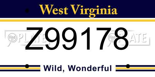 Z99178 West Virginia License Plate