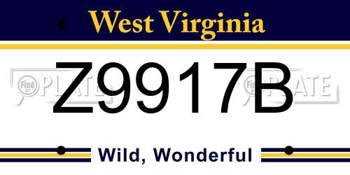 Z9917B West Virginia License Plate