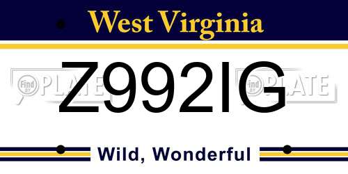 Z992IG West Virginia License Plate