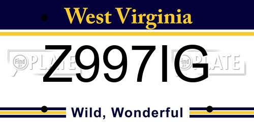Z997IG West Virginia License Plate