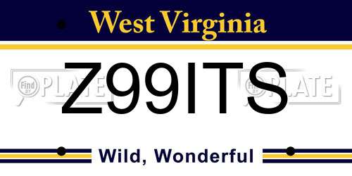Z99ITS West Virginia License Plate