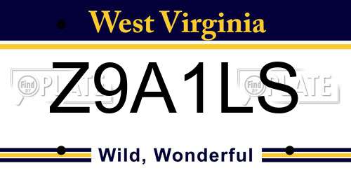 Z9A1LS West Virginia License Plate