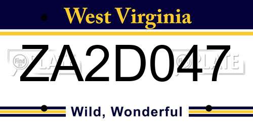 ZA2D047 West Virginia License Plate
