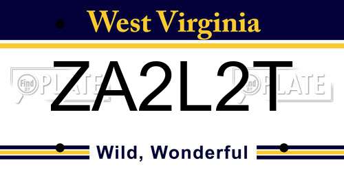 ZA2L2T West Virginia License Plate