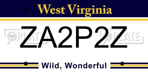 ZA2P2Z West Virginia License Plate