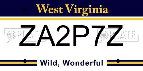 ZA2P7Z West Virginia License Plate