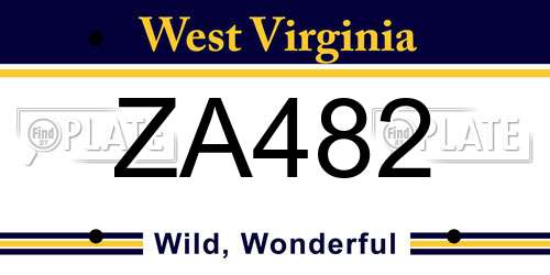 ZA482 West Virginia License Plate