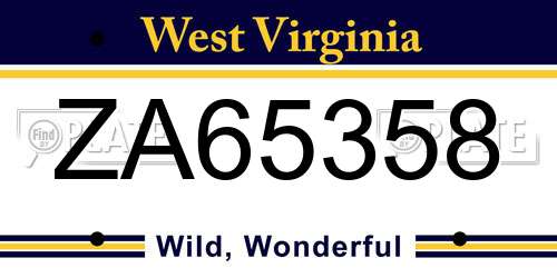 ZA65358 West Virginia License Plate