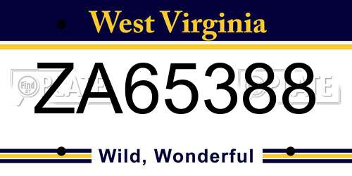 ZA65388 West Virginia License Plate