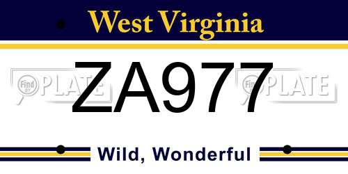 ZA977 West Virginia License Plate