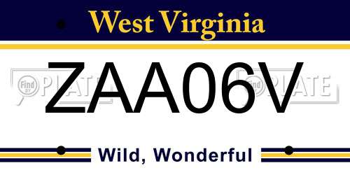 ZAA06V West Virginia License Plate