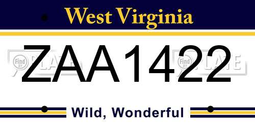 ZAA1422 West Virginia License Plate
