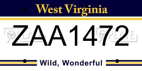 ZAA1472 West Virginia License Plate