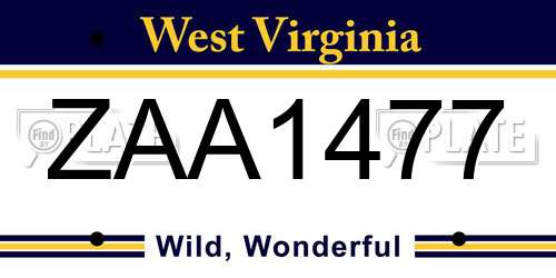 ZAA1477 West Virginia License Plate