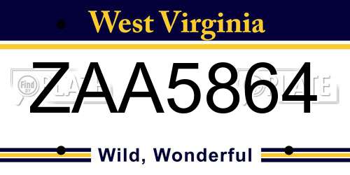 ZAA5864 West Virginia License Plate