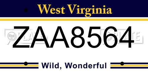ZAA8564 West Virginia License Plate