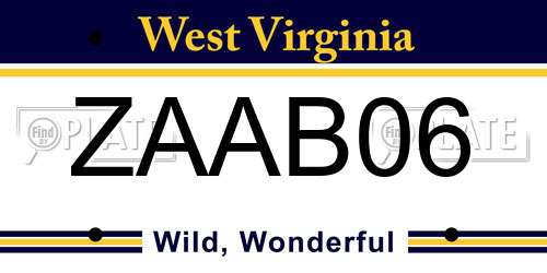 ZAAB06 West Virginia License Plate