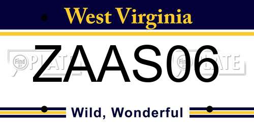 ZAAS06 West Virginia License Plate