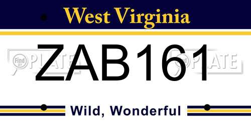 ZAB161 West Virginia License Plate