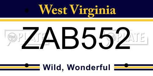 ZAB552 West Virginia License Plate