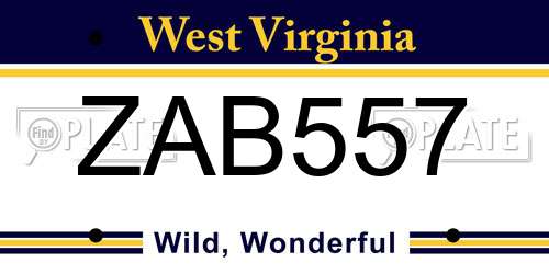 ZAB557 West Virginia License Plate
