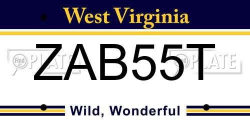 ZAB55T West Virginia License Plate