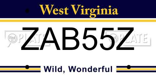 ZAB55Z West Virginia License Plate