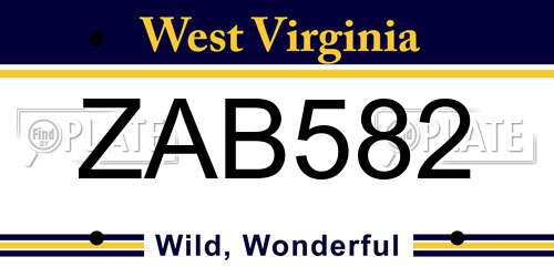 ZAB582 West Virginia License Plate