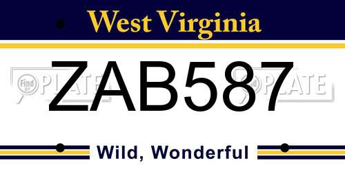 ZAB587 West Virginia License Plate