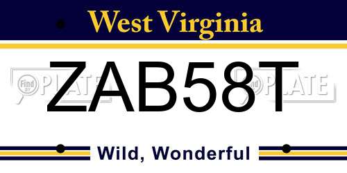 ZAB58T West Virginia License Plate