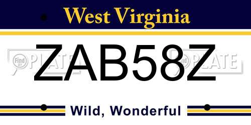 ZAB58Z West Virginia License Plate