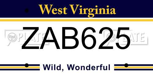 ZAB625 West Virginia License Plate
