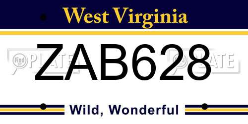 ZAB628 West Virginia License Plate