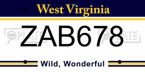 ZAB678 West Virginia License Plate