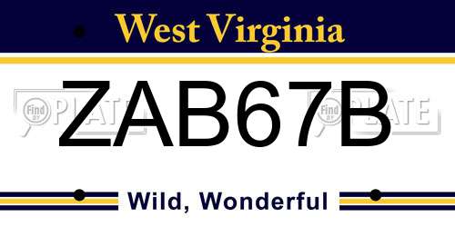 ZAB67B West Virginia License Plate