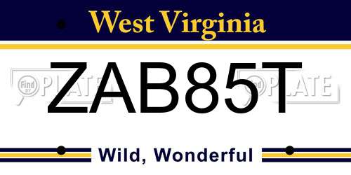ZAB85T West Virginia License Plate