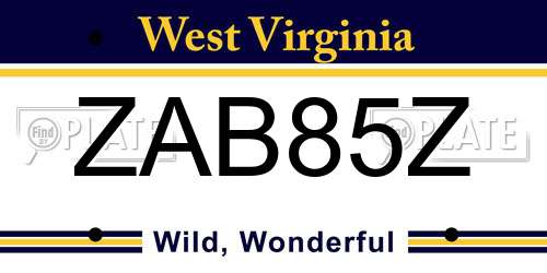 ZAB85Z West Virginia License Plate