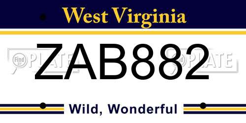 ZAB882 West Virginia License Plate