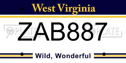 ZAB887 West Virginia License Plate