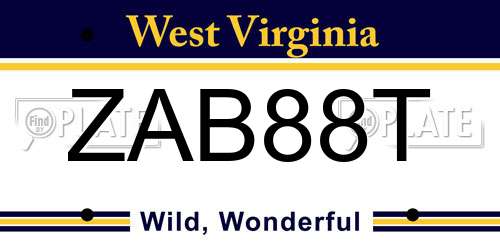 ZAB88T West Virginia License Plate