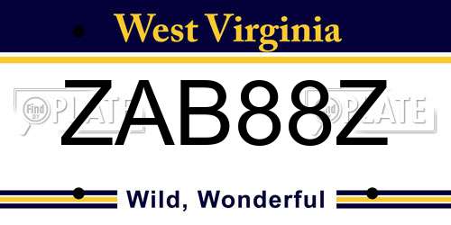 ZAB88Z West Virginia License Plate
