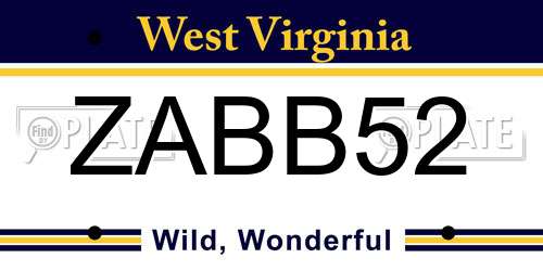 ZABB52 West Virginia License Plate
