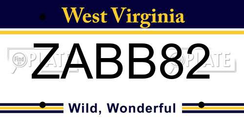 ZABB82 West Virginia License Plate