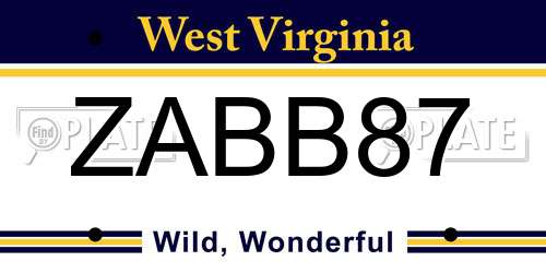 ZABB87 West Virginia License Plate
