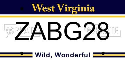 ZABG28 West Virginia License Plate